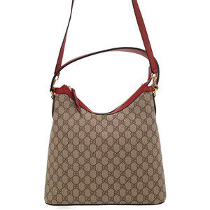 Gucci Linea Supreme Canvas Hobo shoulder bag beige ebony red